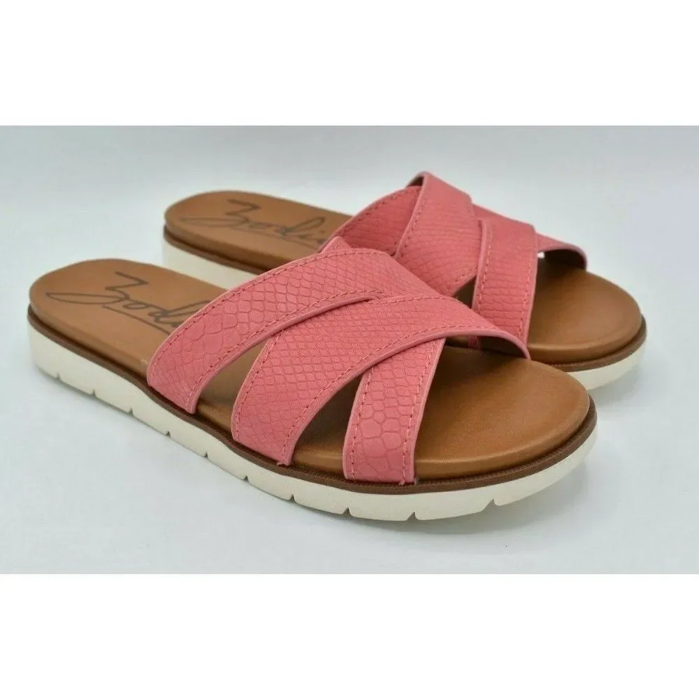 Zodiac Womens Size 8.5 M Naila Neon Pink LE Slip‎ On Sandals Shoes